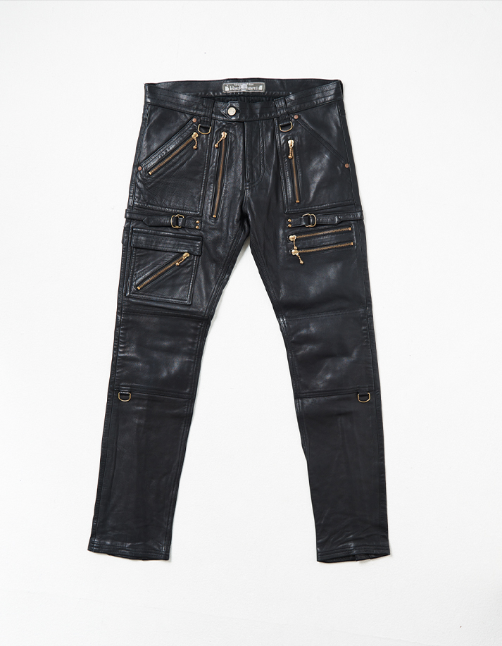 Cow Leather Pants w/ Zippers’ Detail