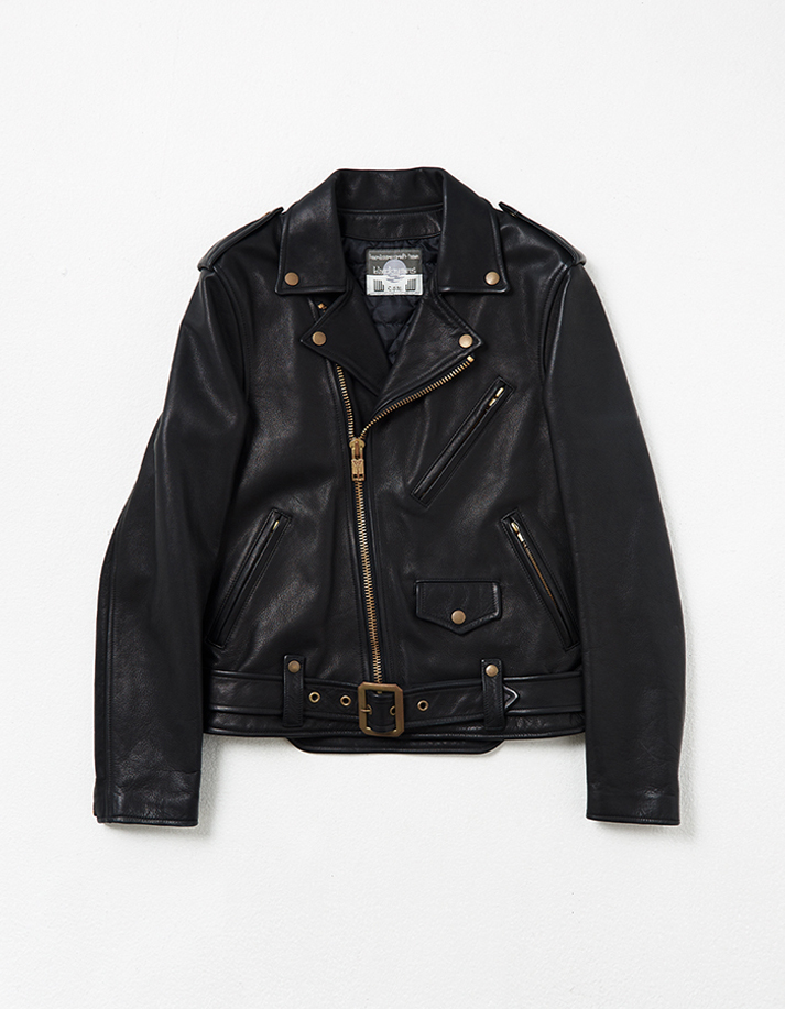 Leather Motorcycle Jacket w/ Front Backle Detail