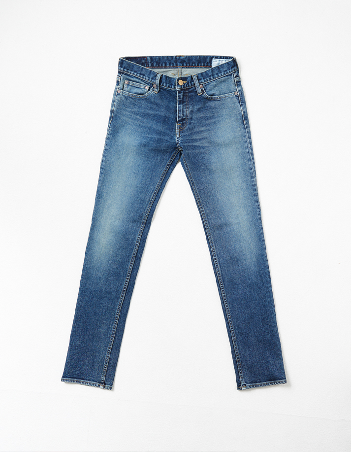 HD Denim Pants w/ Distressed Detail -Stretched Slim